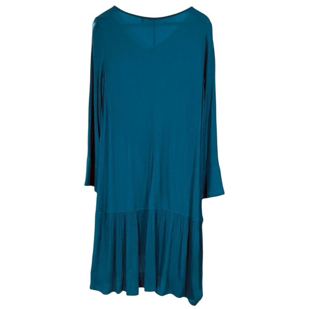 SOFT SURROUNDINGS Blue Mirabella V Neck Tunic Midi Long Sleeve Dress S - Picture 2 of 7